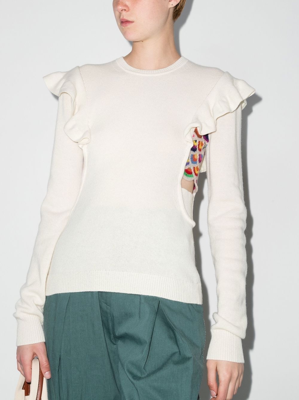 ruffled cut-out jumper - 2