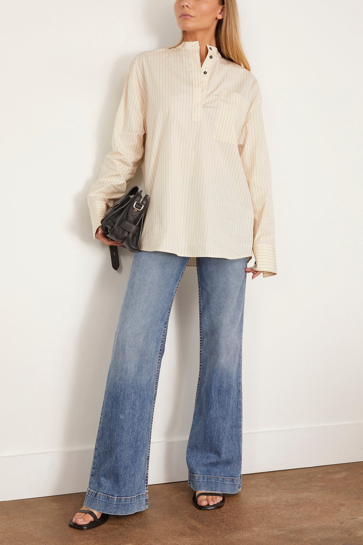 Blouse in Ivory/Black Stripes - 3