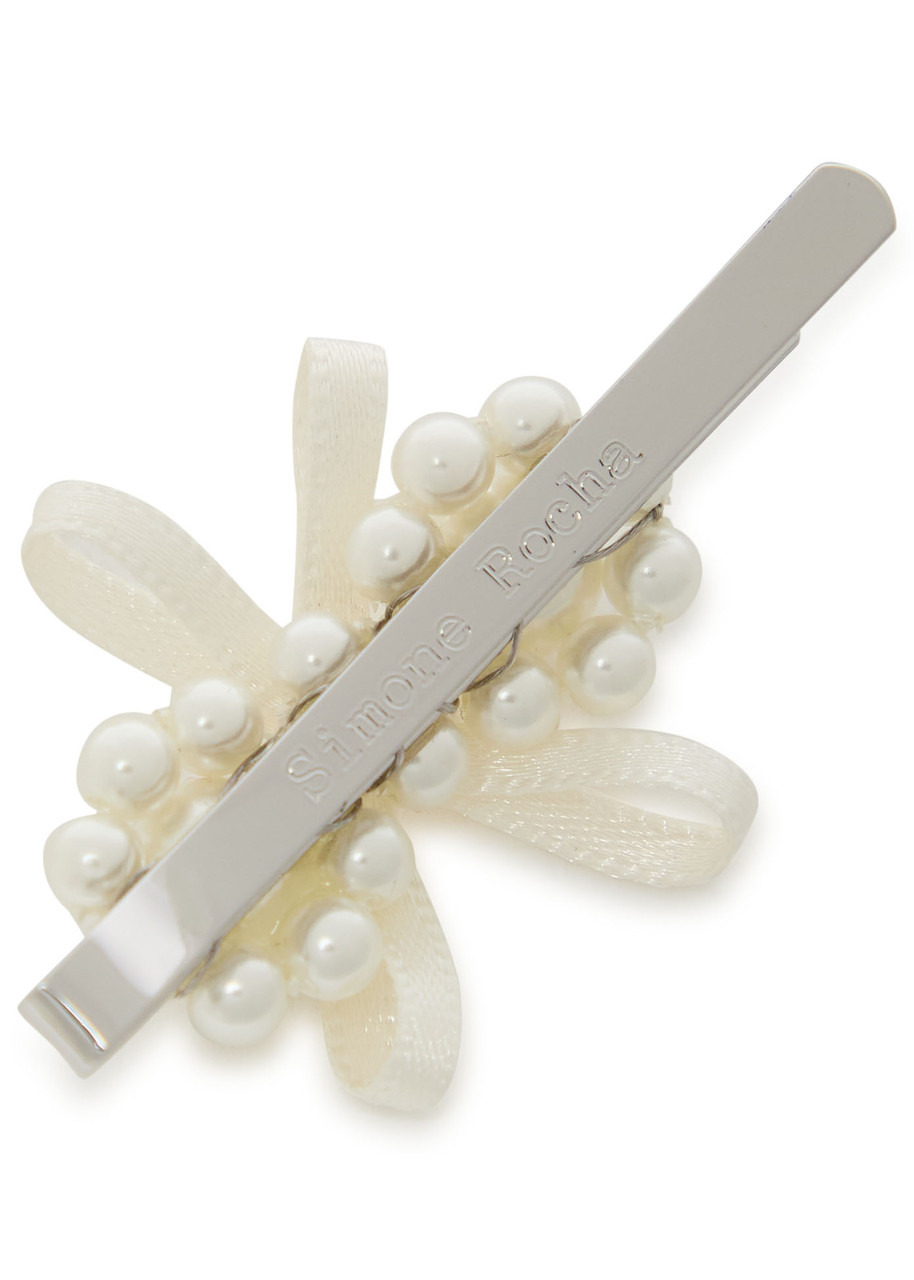Simone Rocha Petite Bow Mini Flower Faux Pearl-embellished Hair Clip - 2
