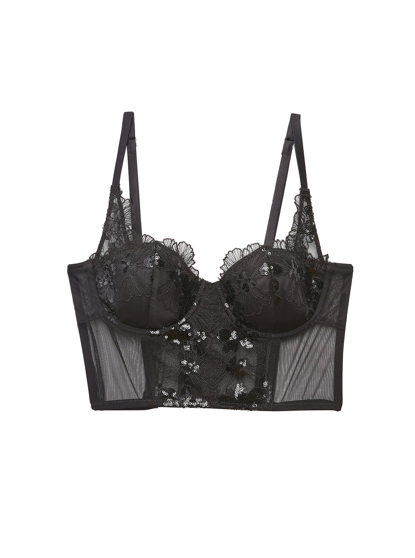 Sequin Violet Embroidery Bustier Top - 10