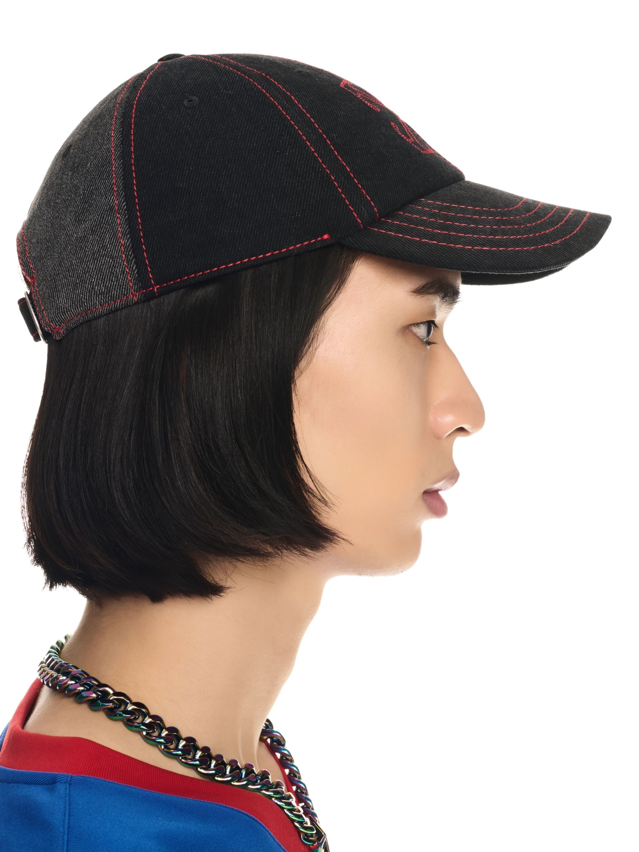 Black/red Arrow Denim Baseball Cap - 5