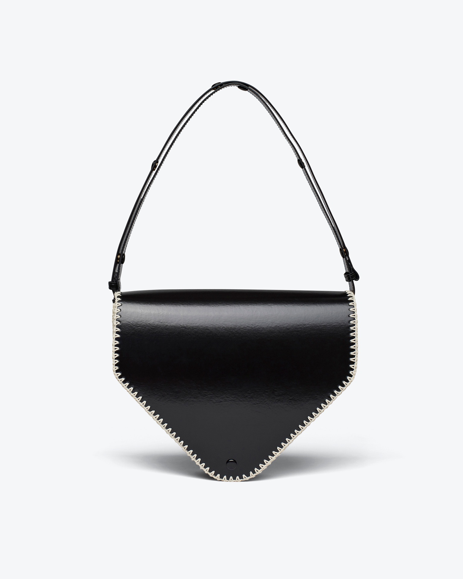 THE TRIANGLE BAG LARGE - Patent alt-nappa shoulder bag - Black/creme - 7