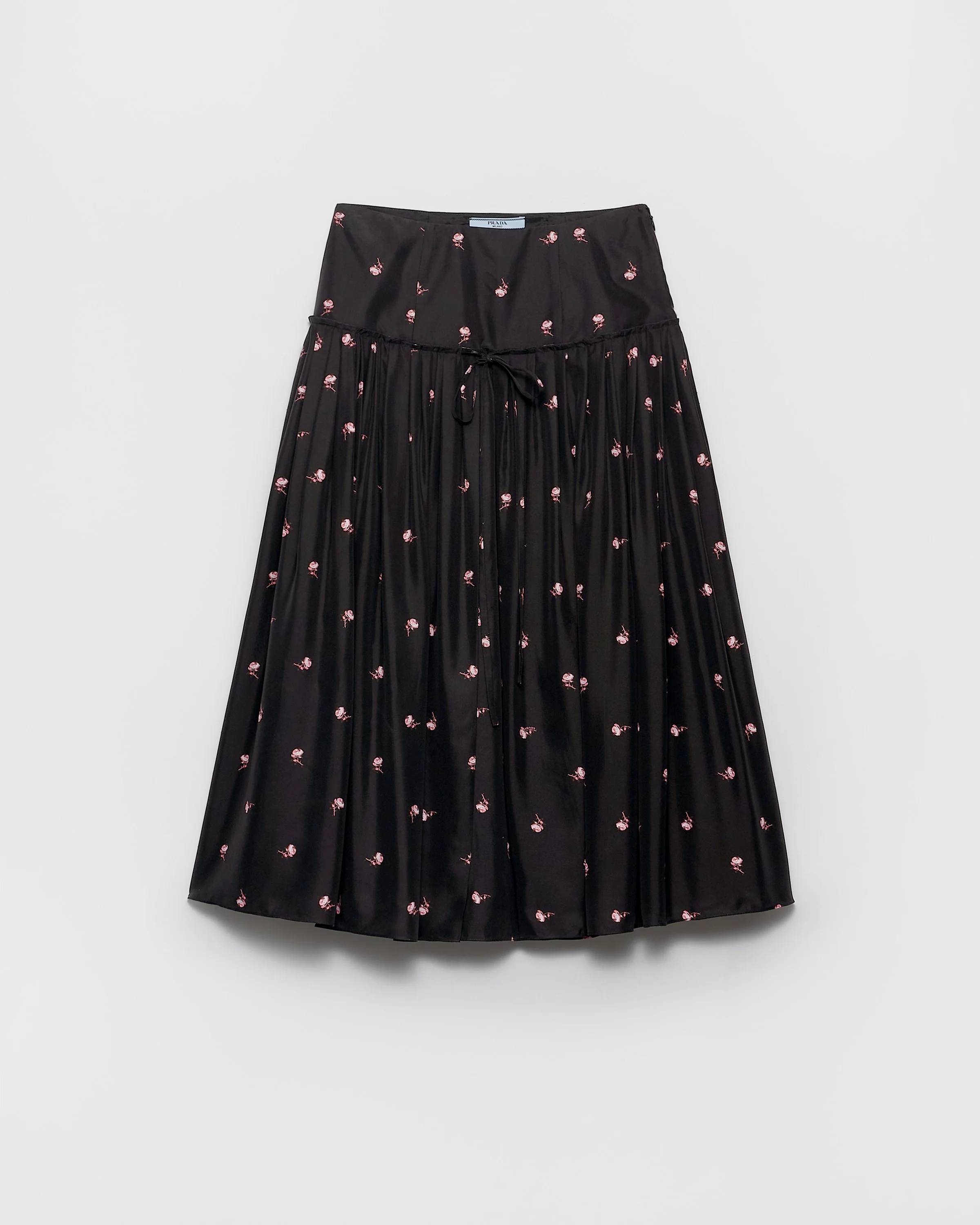 Floral print washed silk midi-skirt - 1