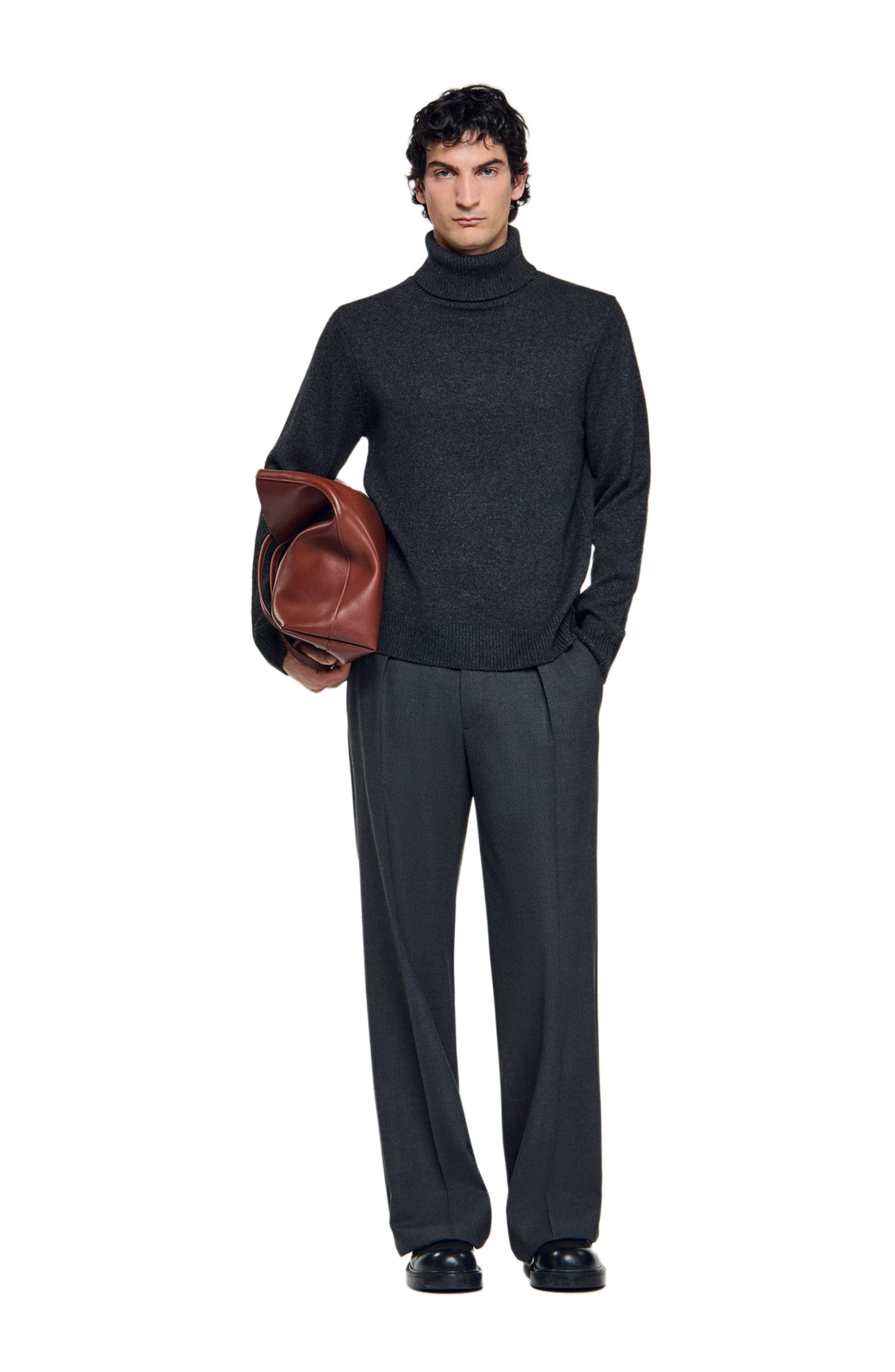 SANDRO Wool and cashmere turtleneck sweater in Dark Grey at Nordstrom - 5