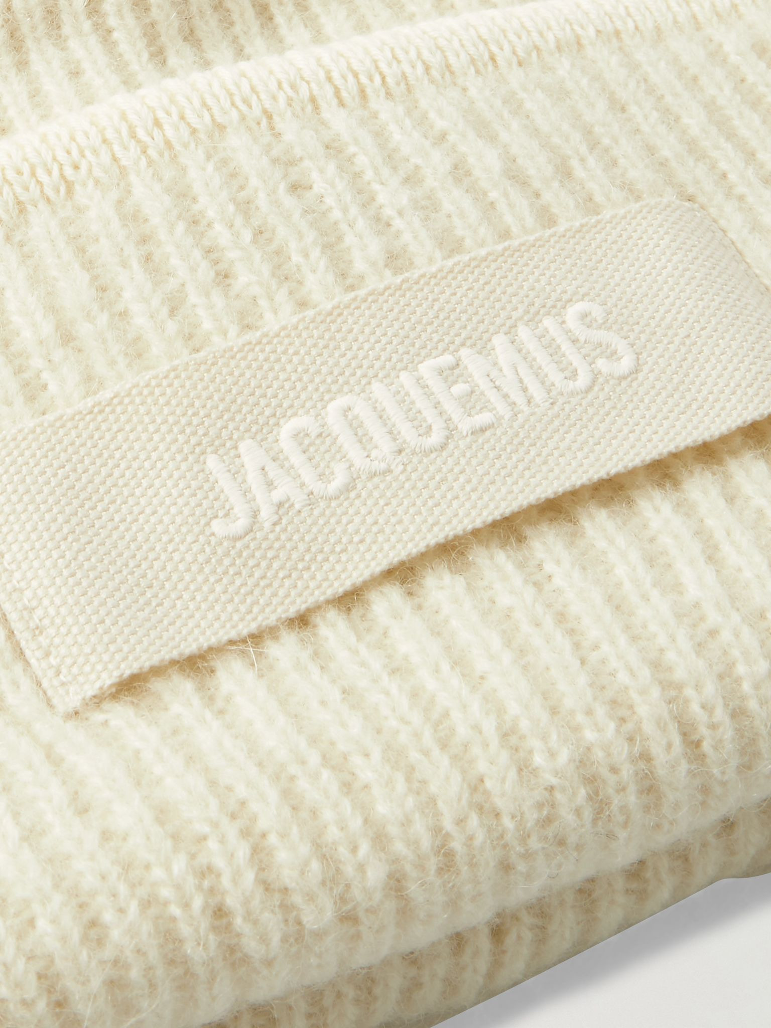 Le Bonnet grosgrain-trimmed ribbed-knit beanie Off-white - 3