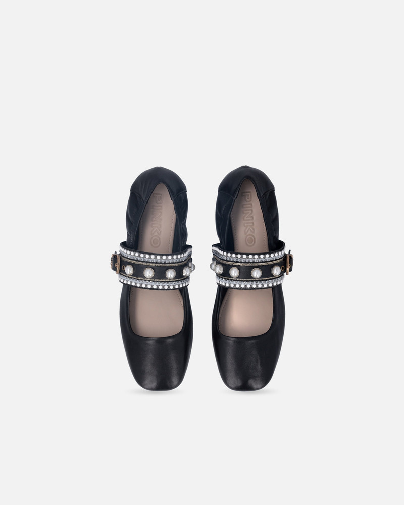 NAPPA LEATHER BALLERINAS WITH JEWEL BAND 9