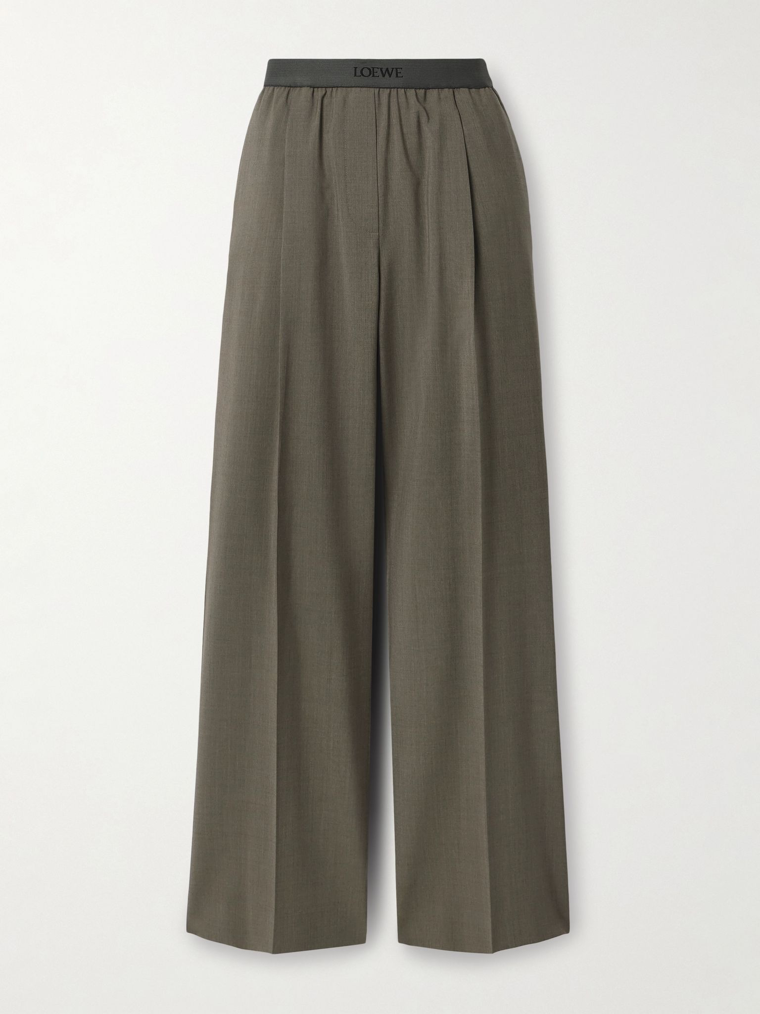 Pleated wool straight-leg pants Green - 1