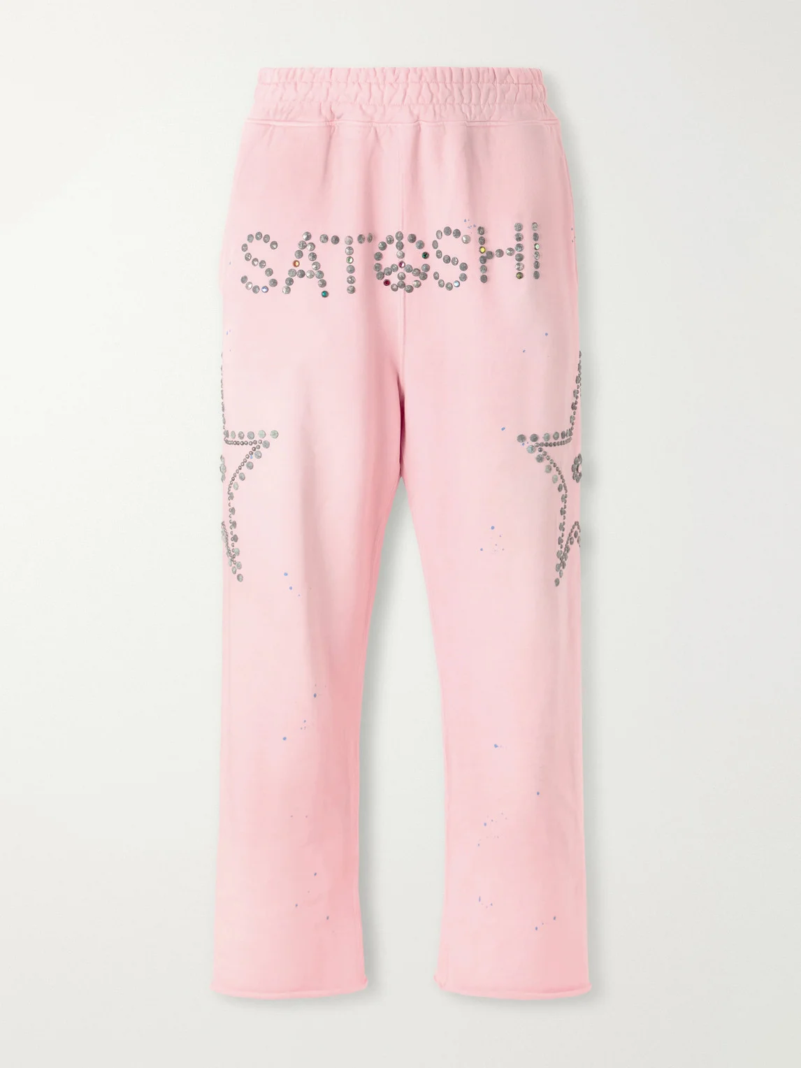 Wide-Leg Studded Cotton-Jersey Sweatpants - 1
