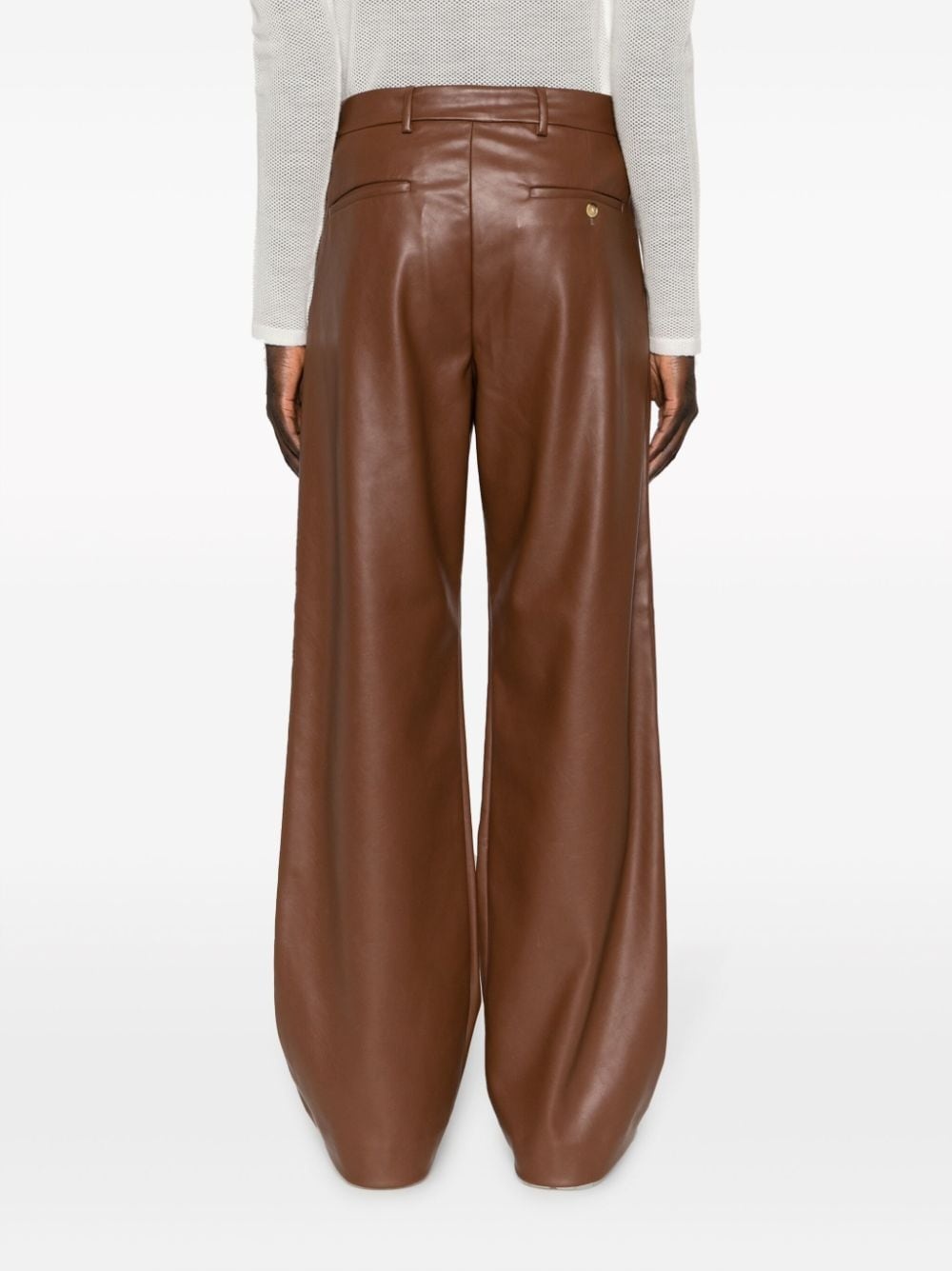 faux-leather flared trousers - 4