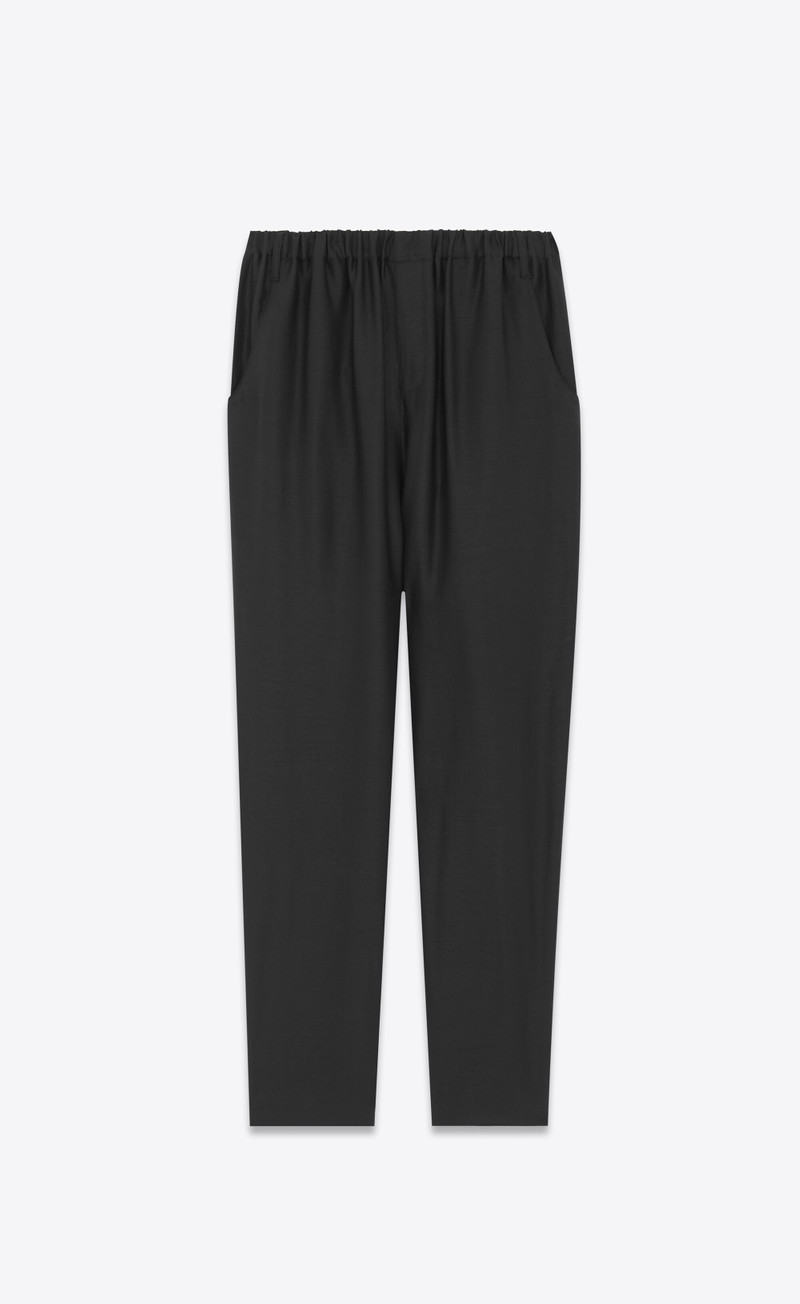 high-waisted pants in viscose and ramie - 1