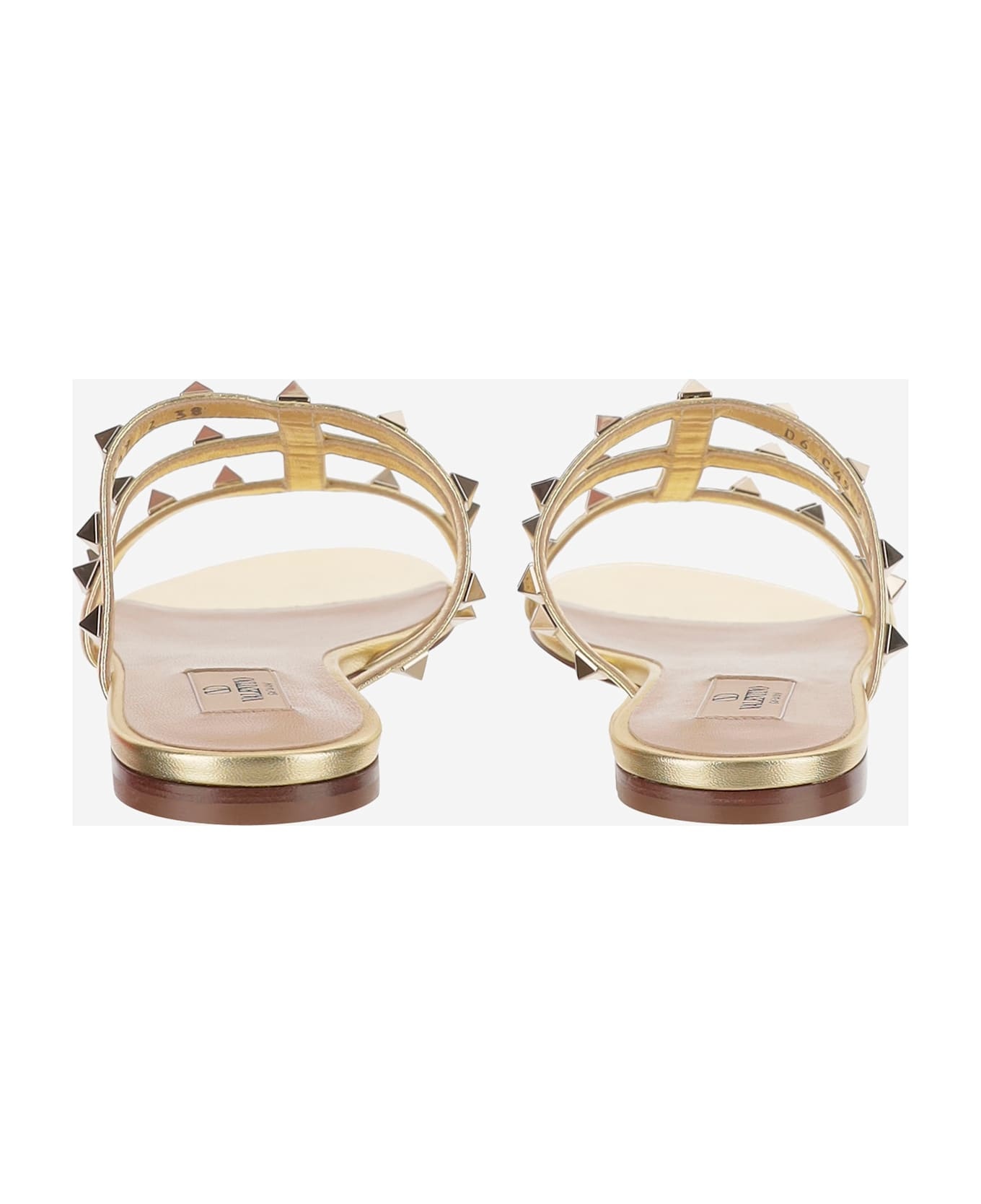 Leather Rockstud Slide Sandals - 4