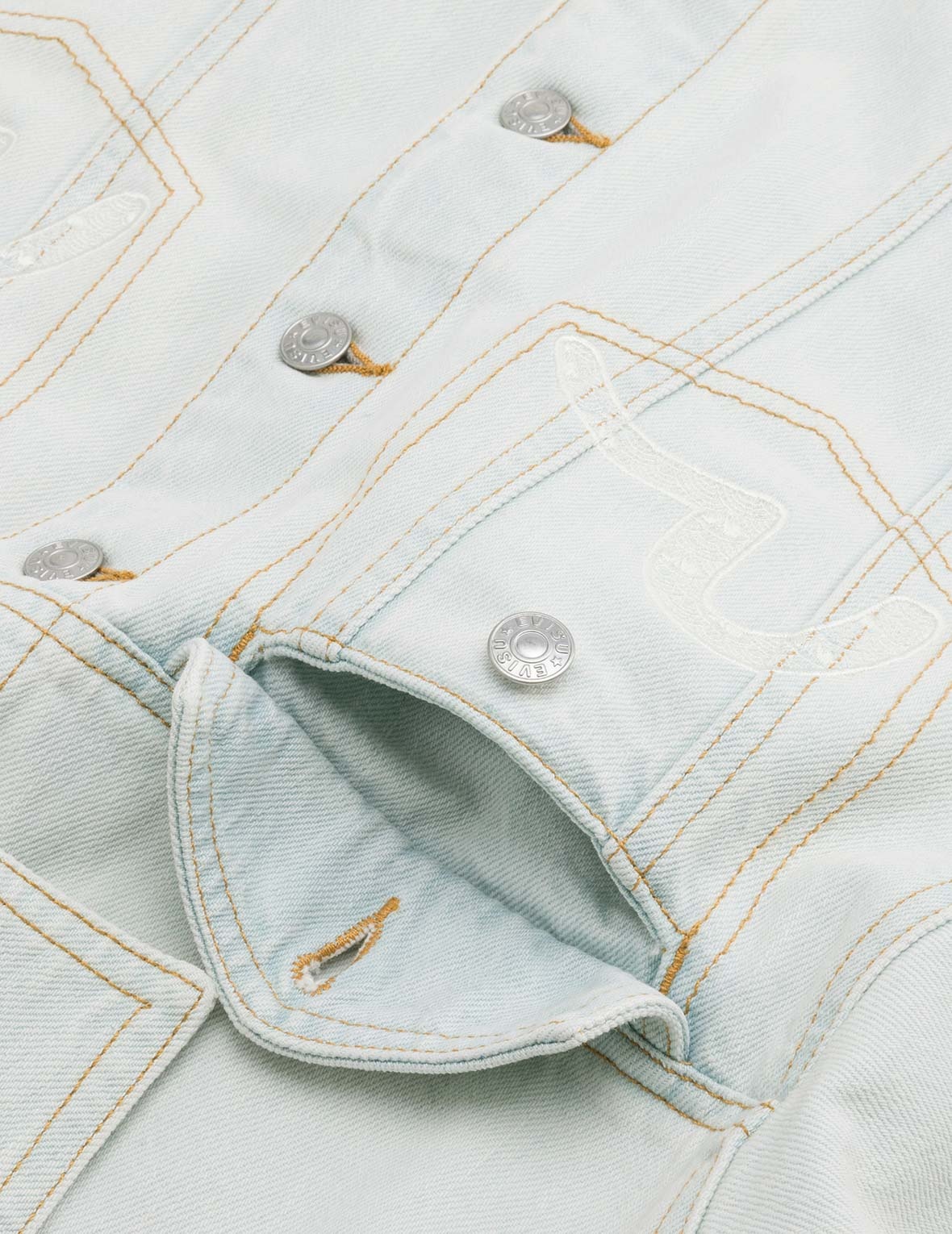 Hummingbird and Magnolia Embroidery Loose Fit Quilted Denim Jacket - 7