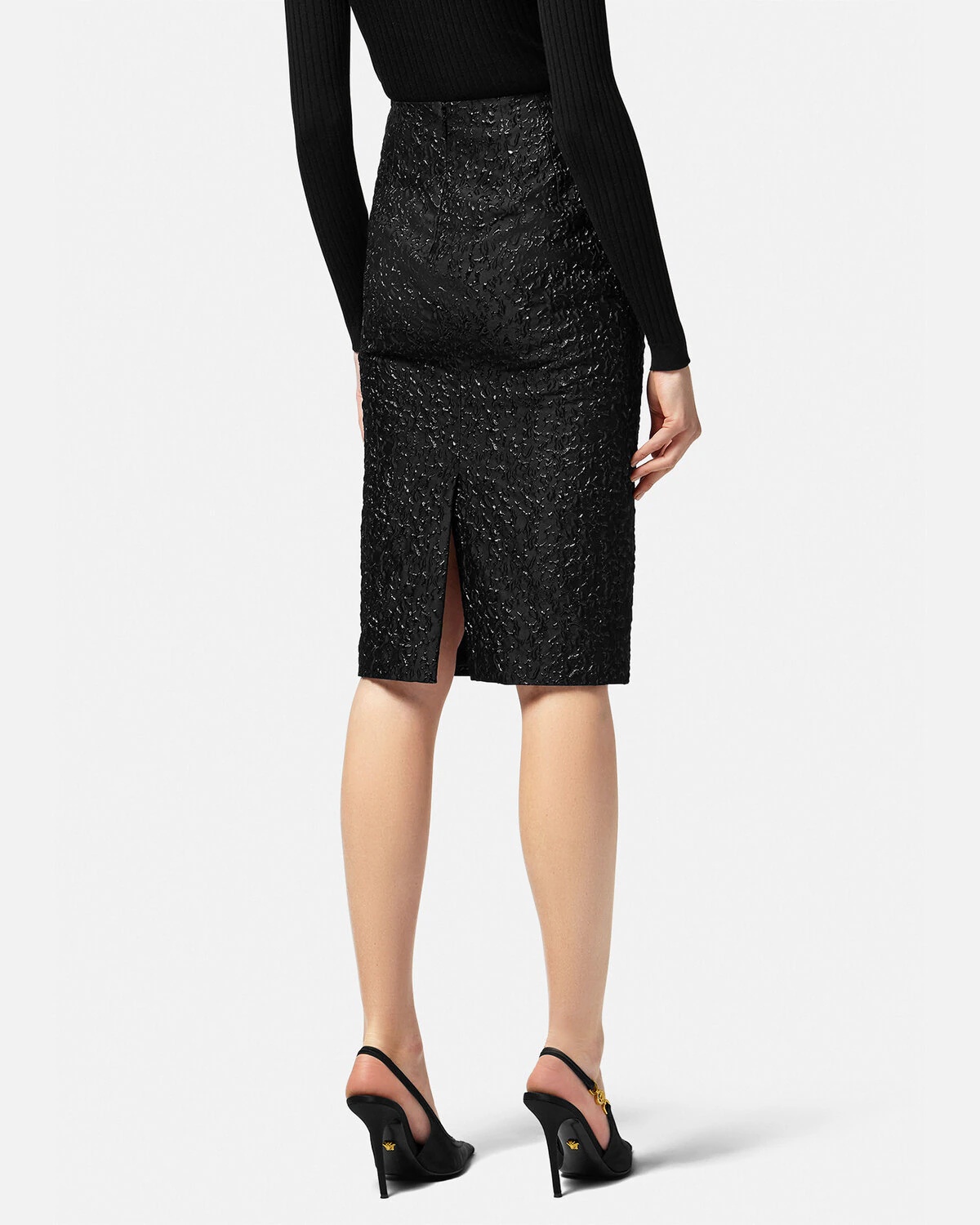 Lurex Cloquet Pencil Midi Skirt - 4