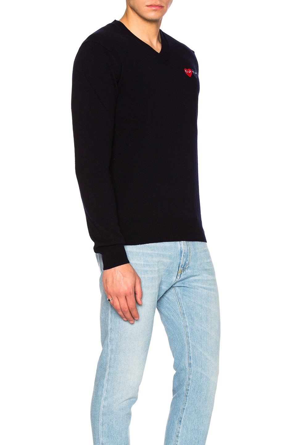 V Neck Double Emblem Sweater - 3