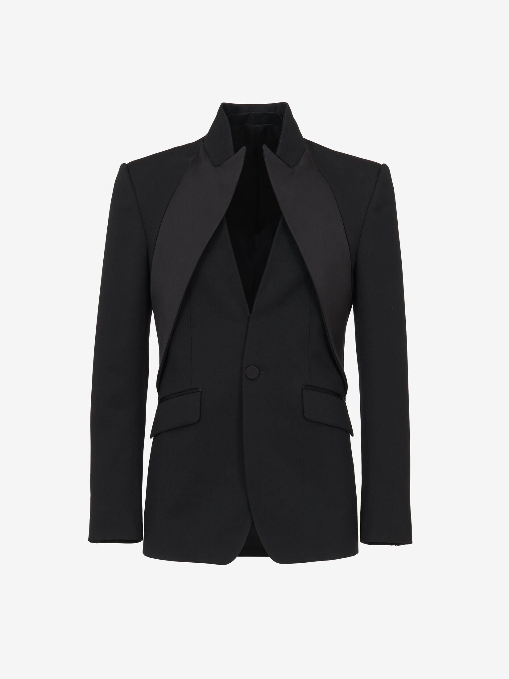 Men's Twisted Lapel Tuxedo Jacket in Black - 1