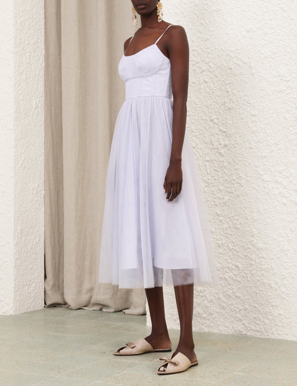 ワンピース Zimmermann Corset midi dress Zimmermann TULLE CORSET MIDI DRESS | REVERSIBLE