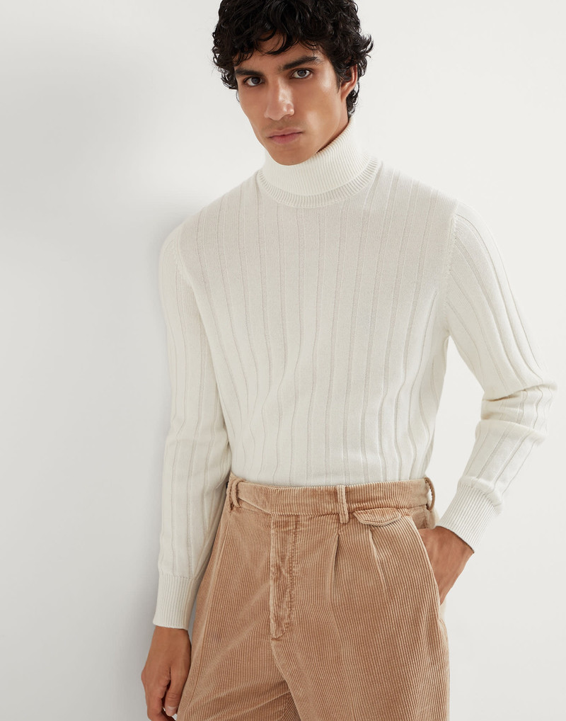 Cashmere flat rib turtleneck sweater 4