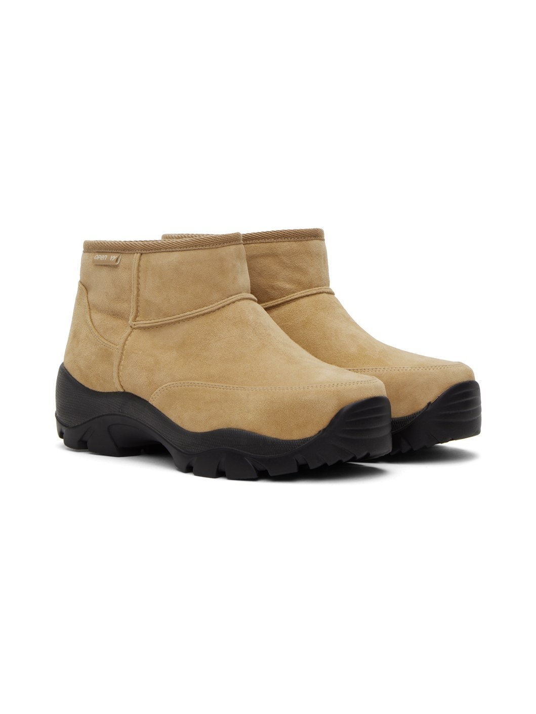 Beige Treaded Shearling Boots - 4