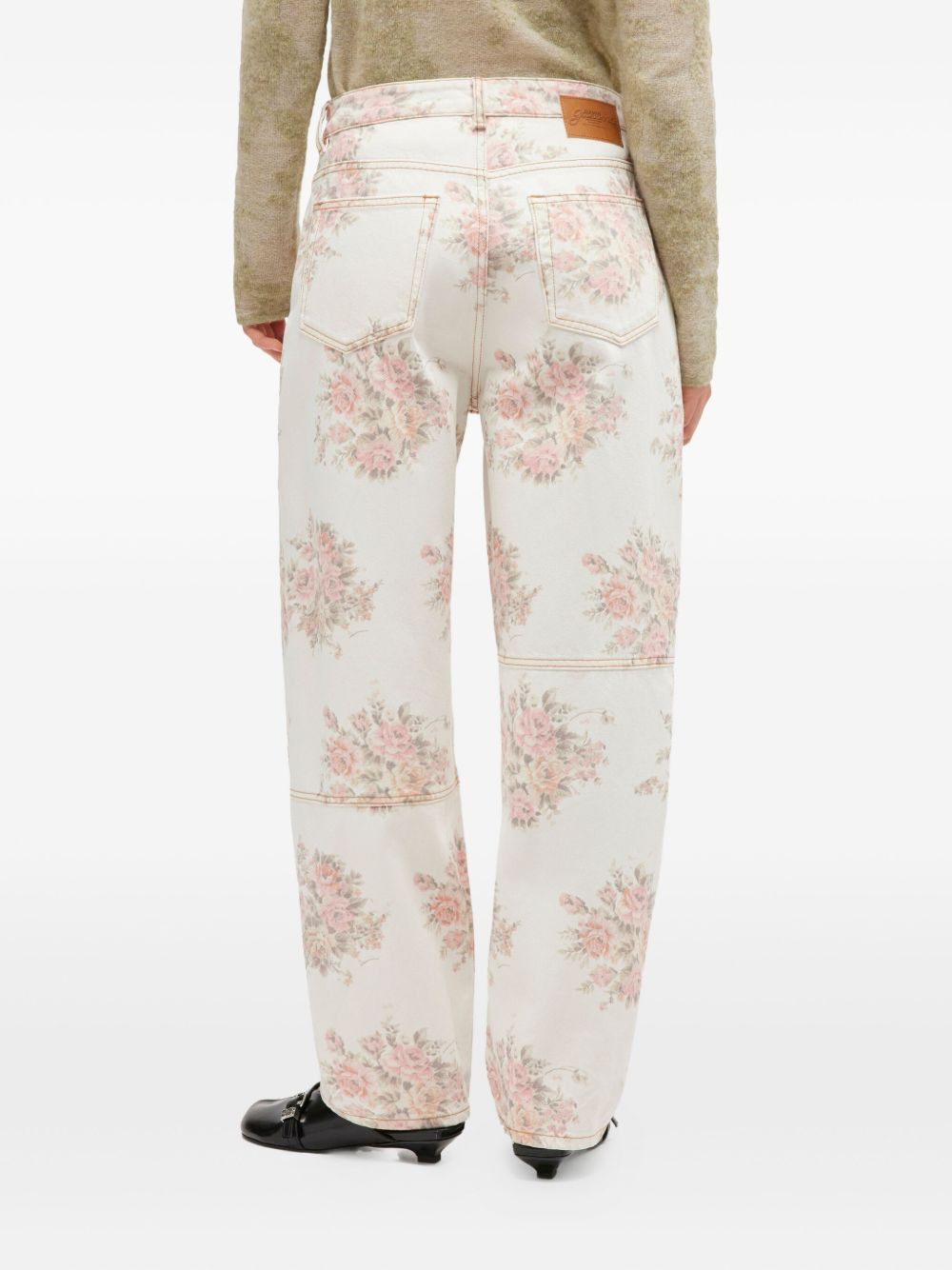 floral-print panelled jeans - 3