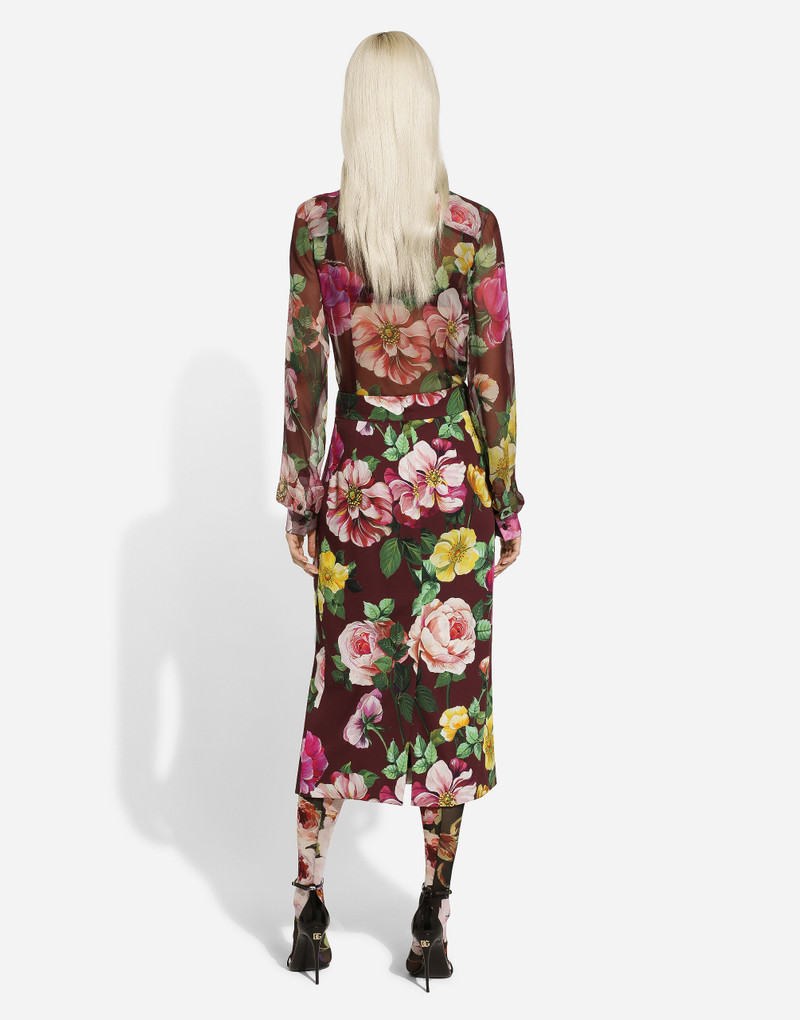 Camellia-print chiffon shirt 3