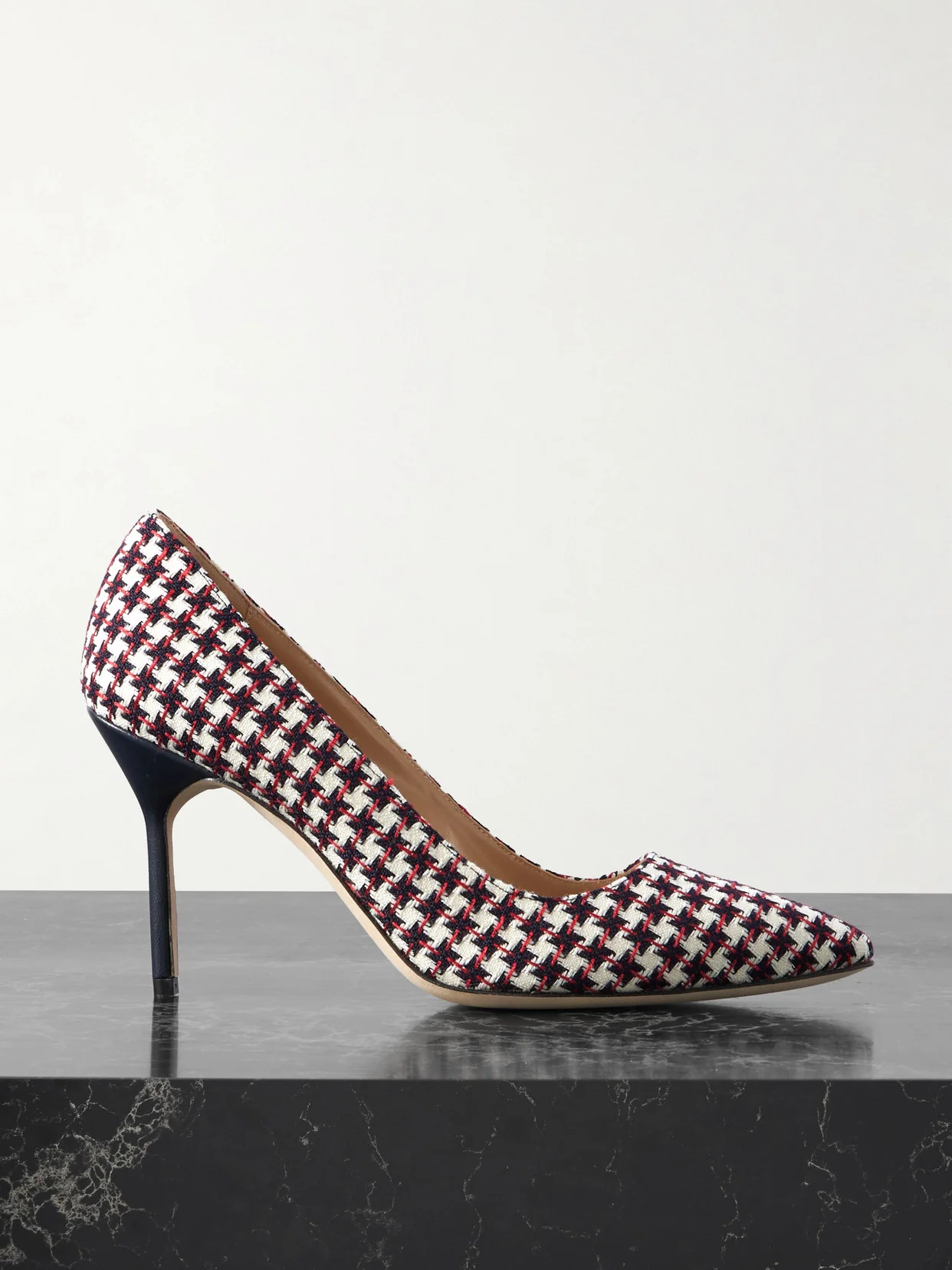 90 Leather-trimmed Embroidered Tweed Pumps - 1