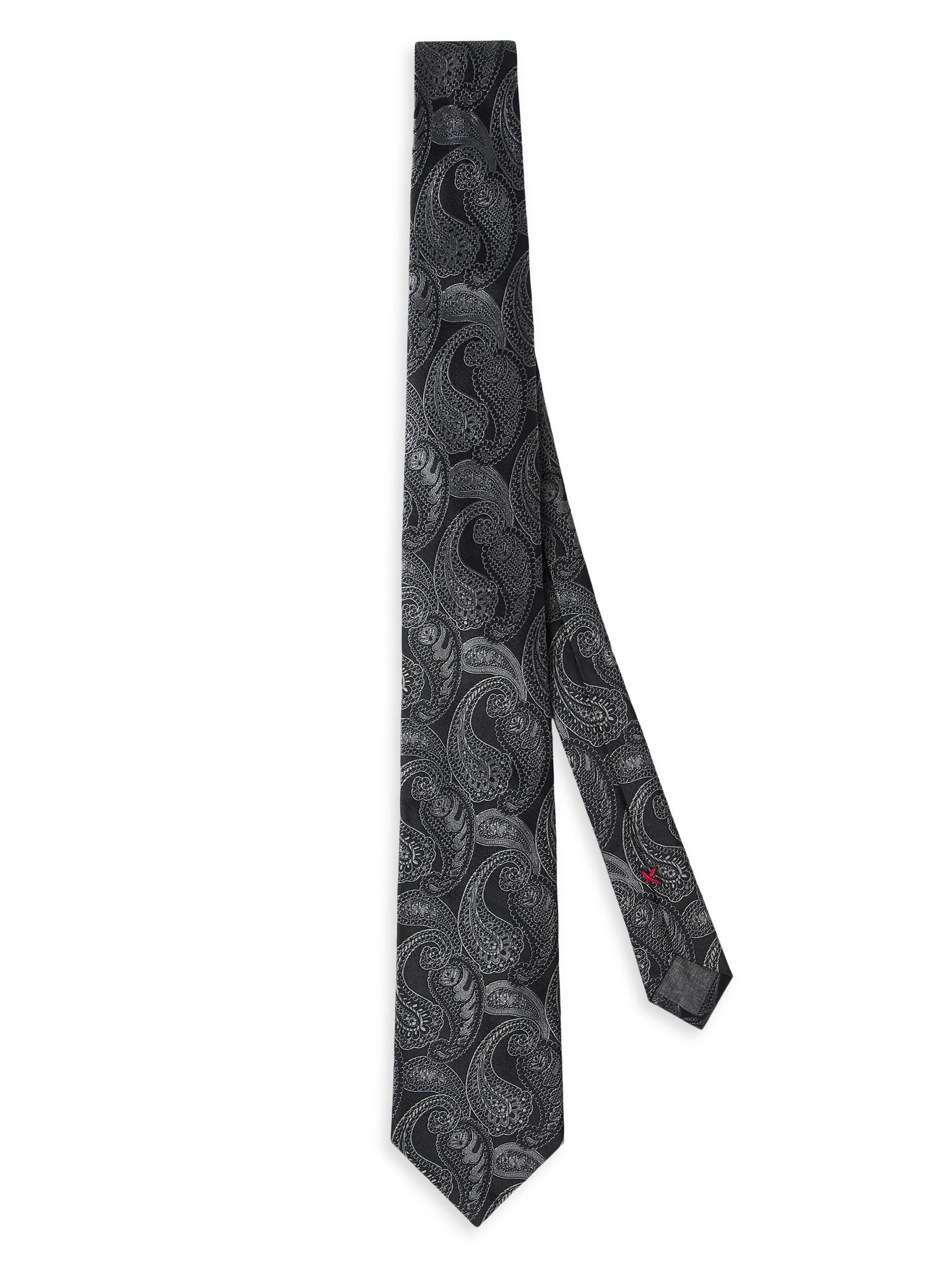 Men's Paisley Silk Tie - Medium Grey - 1