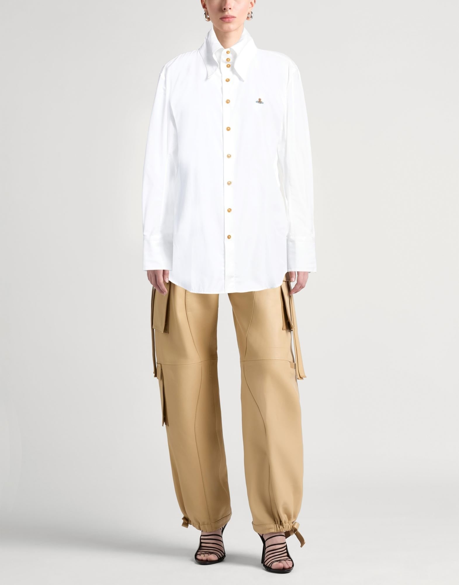 White Women's Solid Color Shirts & Blouses - 2