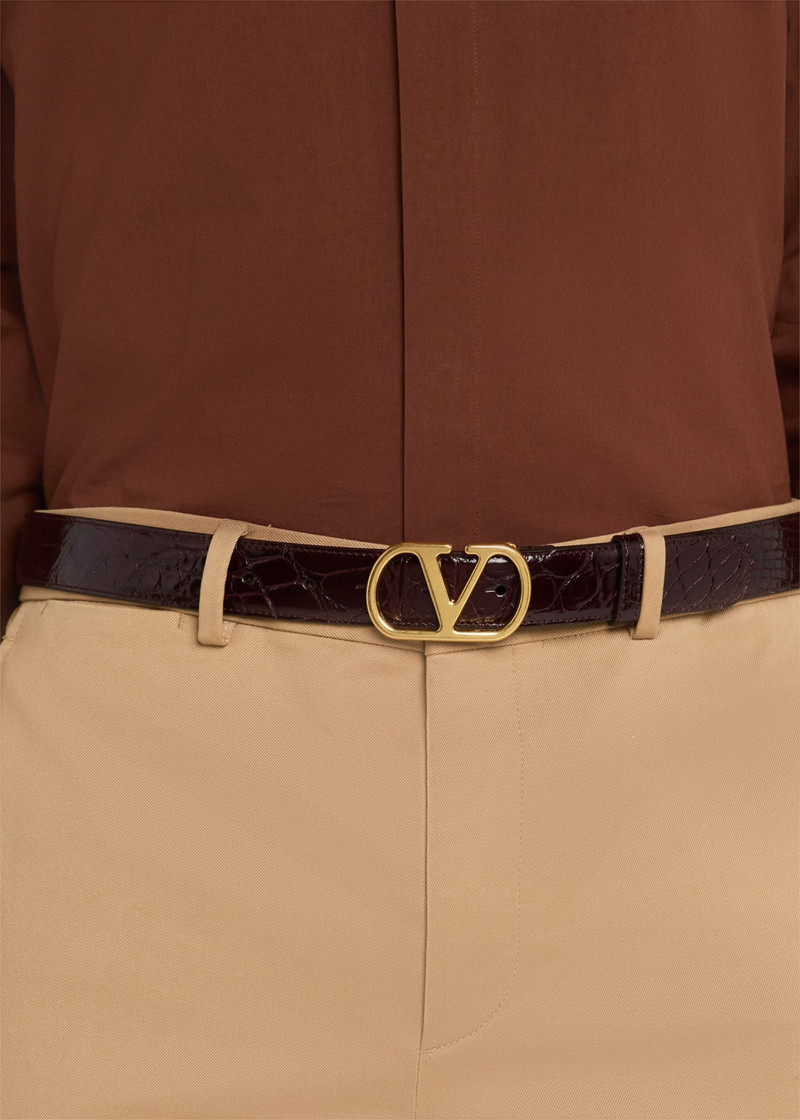 Valentino Men's VLogo-Buckle Alligator Belt outlook