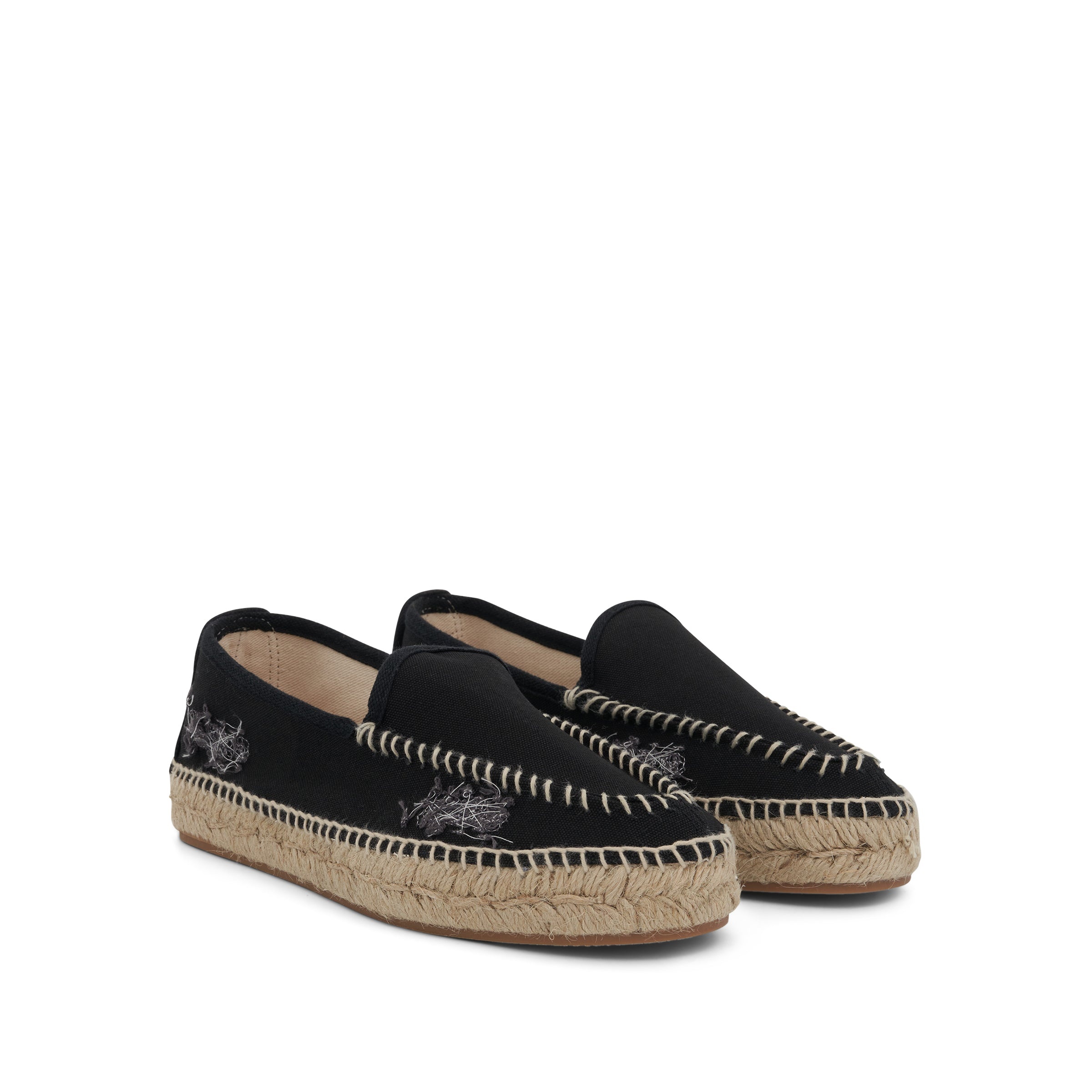 Embroidered Espadrilles in Black - 2