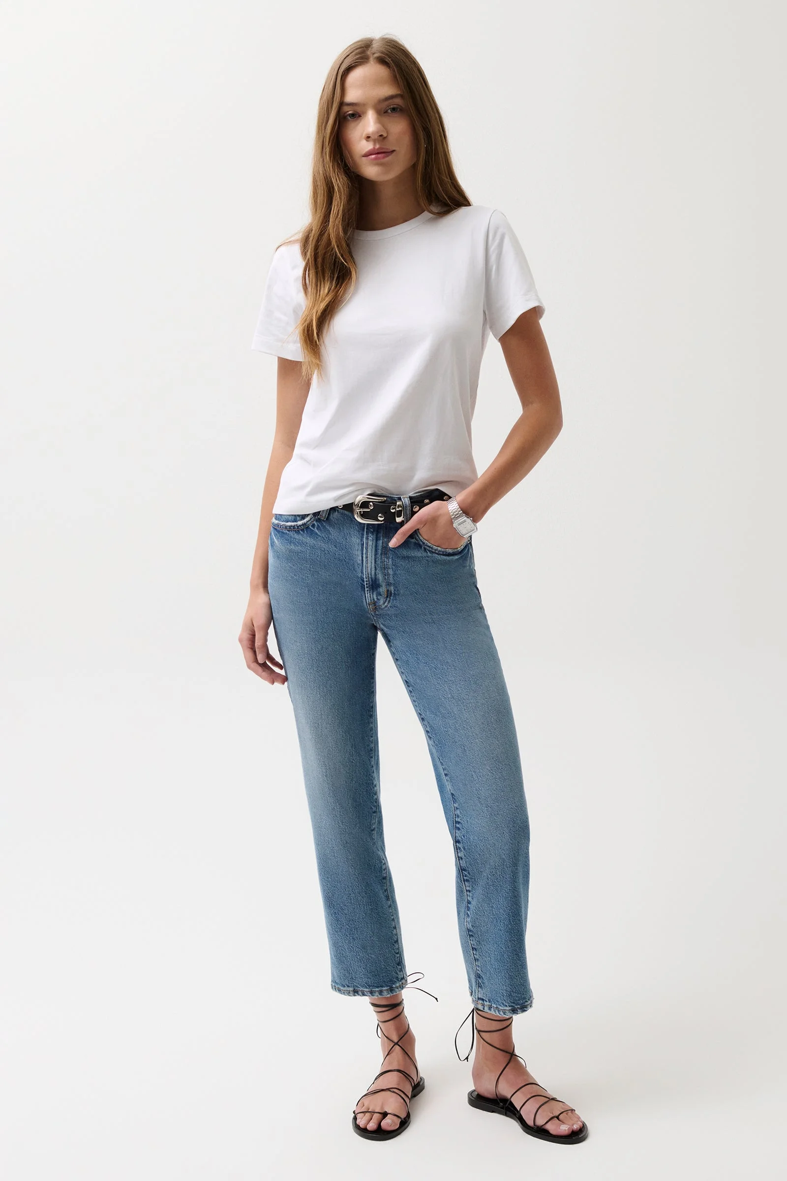 ALEKS MID RISE STRAIGHT CROPPED JEAN - RIVER - 1