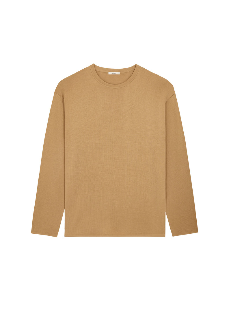 Womens Regenerative Merino Wool Sweater - Camel 1