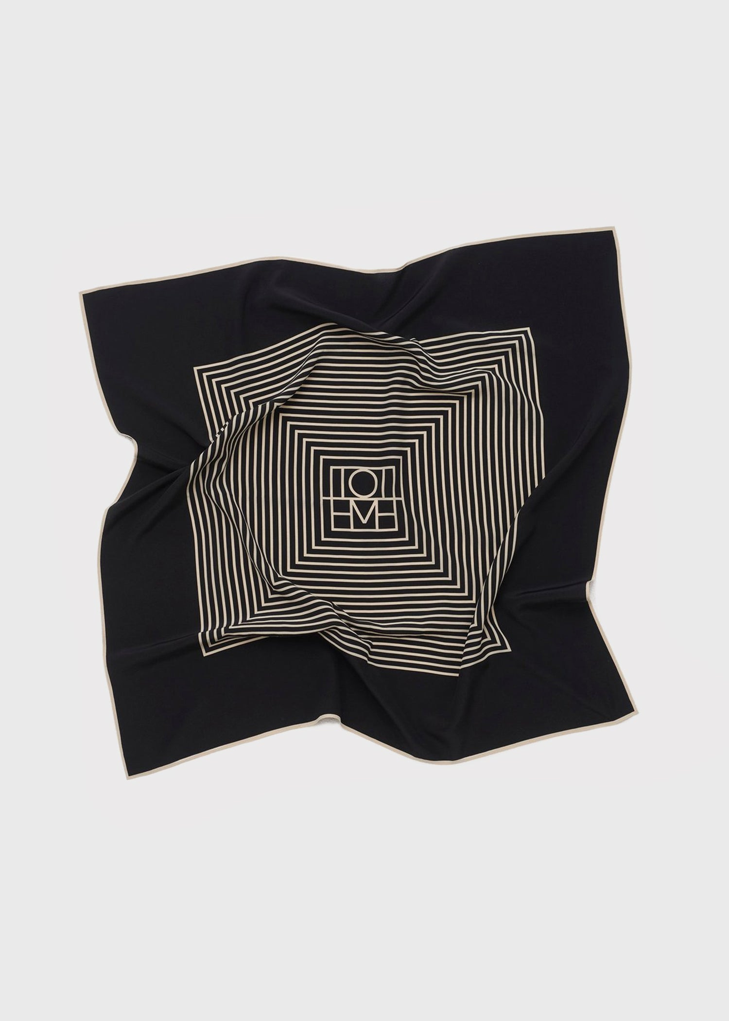 Centered monogram silk scarf black - 5