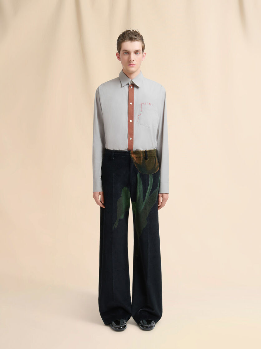 BLACK VELVET TROUSERS WITH TULIP PRINT - 2