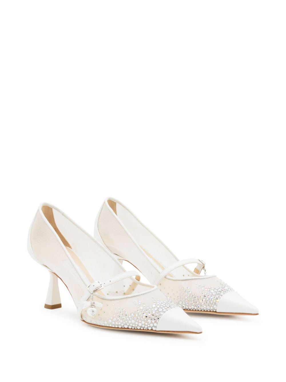 65mm crystal-embellished mesh pumps - 2