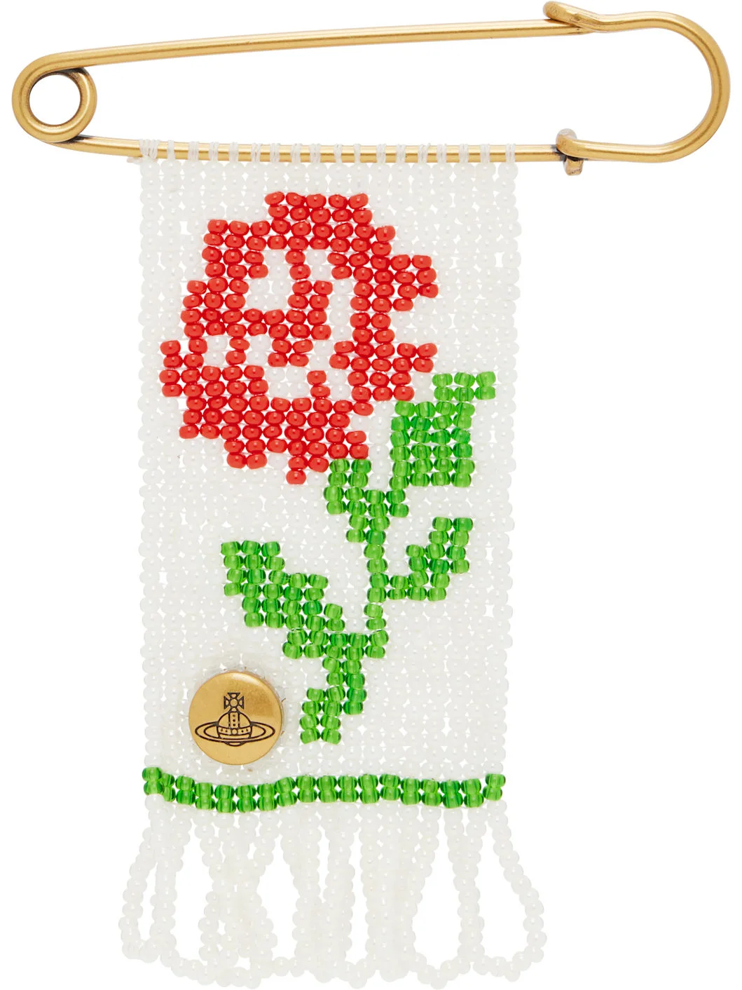 Rose Beaded Charm Brooch - 1