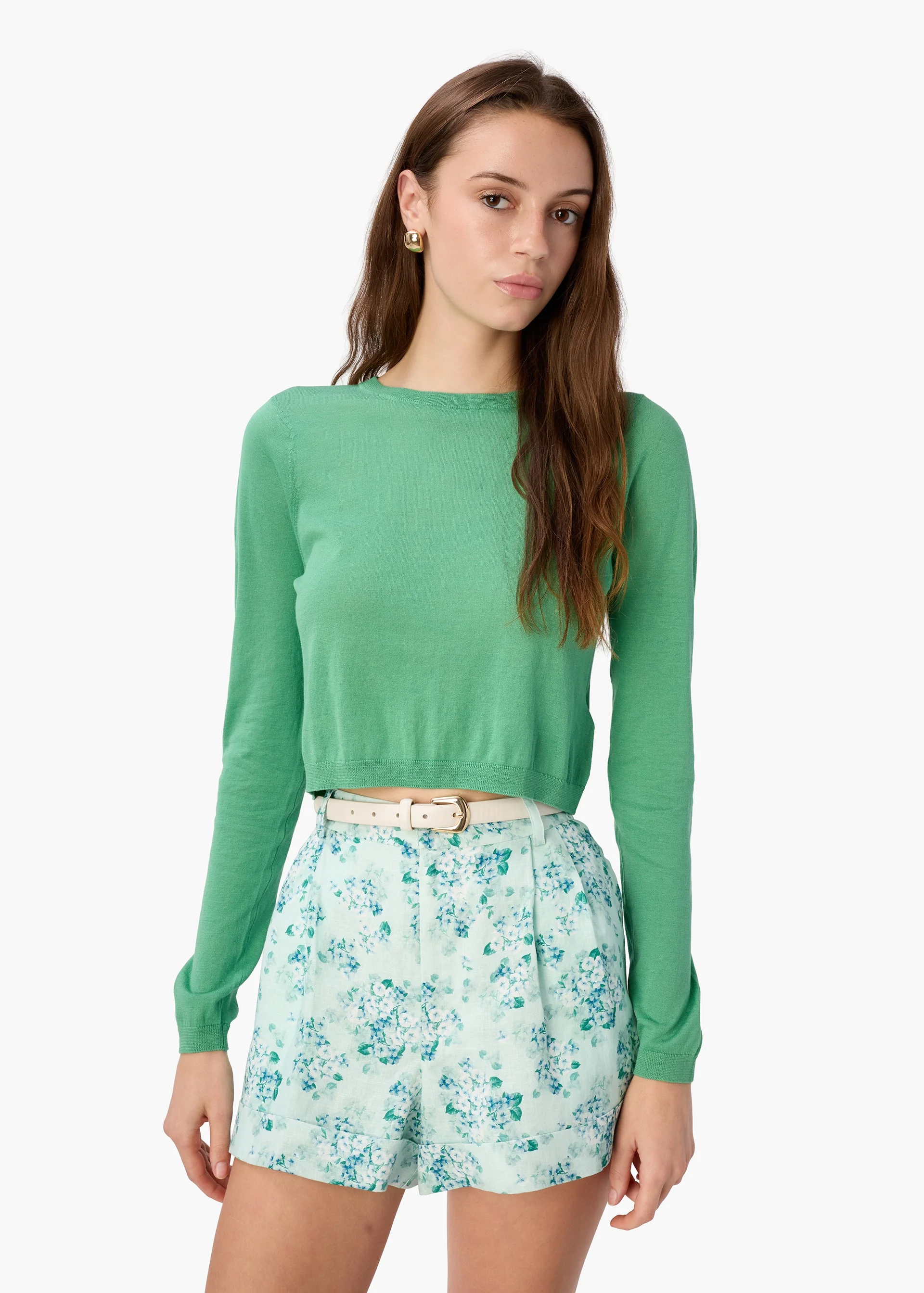 JAYE CROPPED KNIT TOP MEADOW - 1
