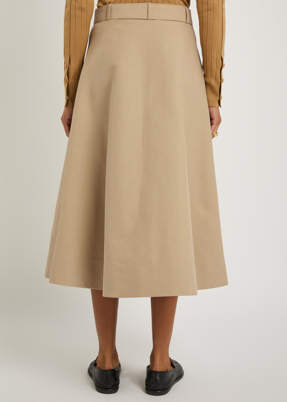 Moncler Belted Cotton-poplin Midi Skirt - 3