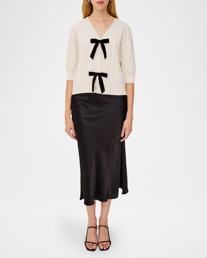 Rails Clarissa Cable-Knit Bow-Front Sweater outlook