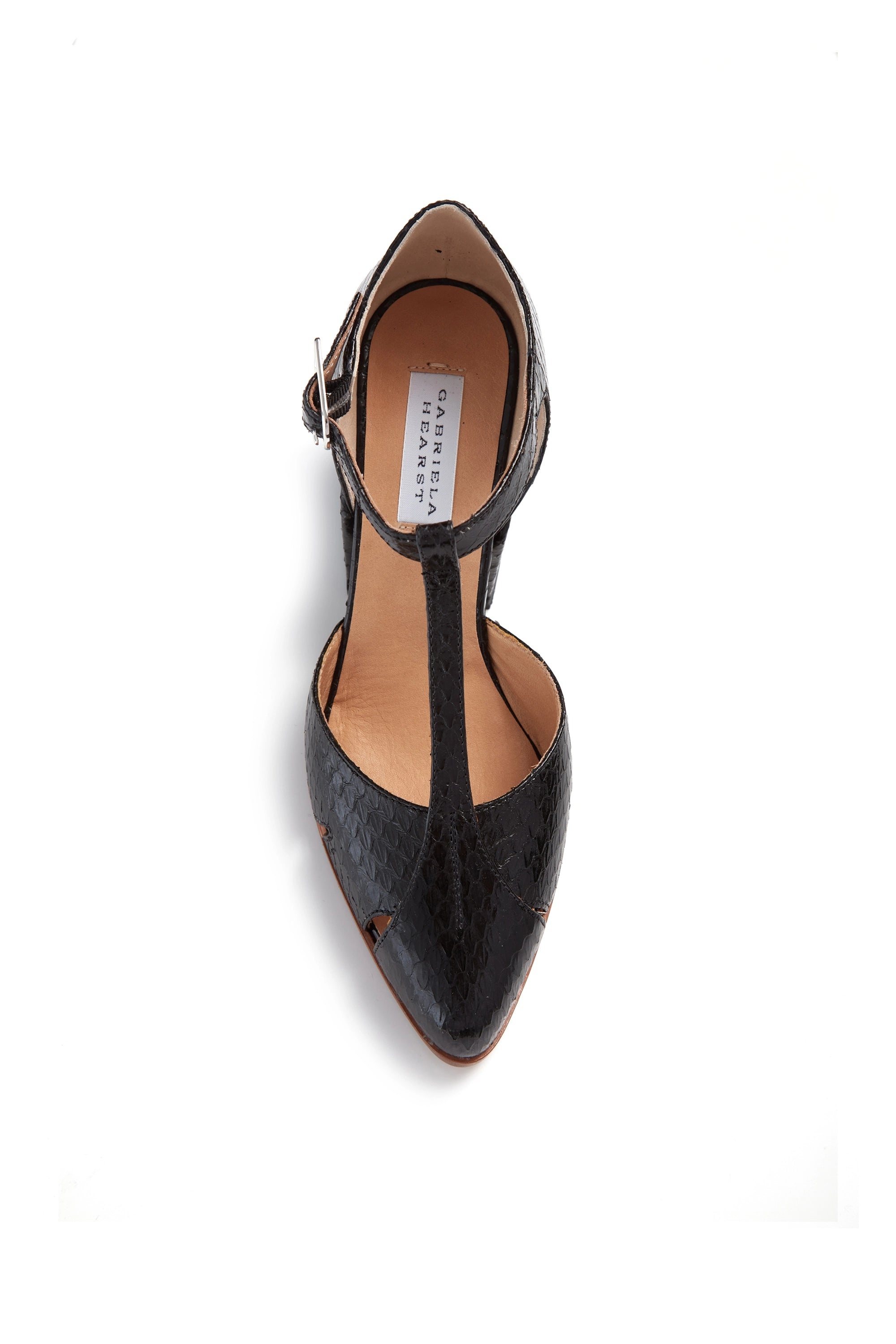 Hawes T-Strap Heel in Black Snakeskin - 4