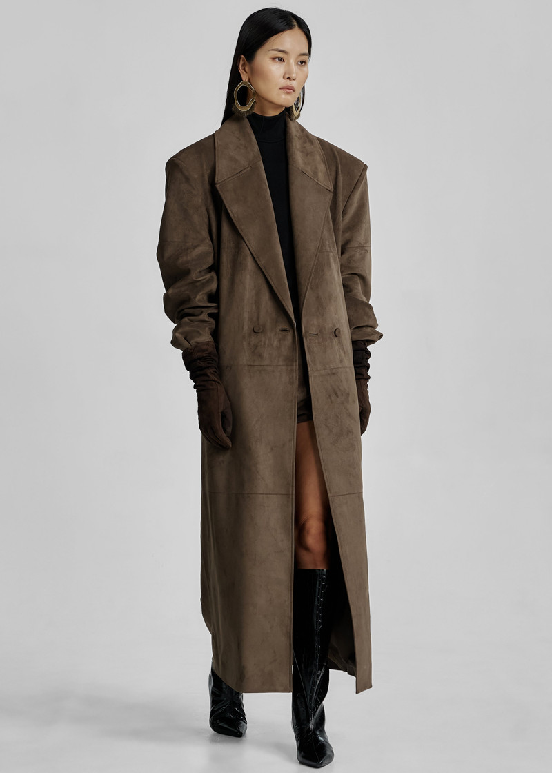 Valmere Faux Suede Coat - Brown 4
