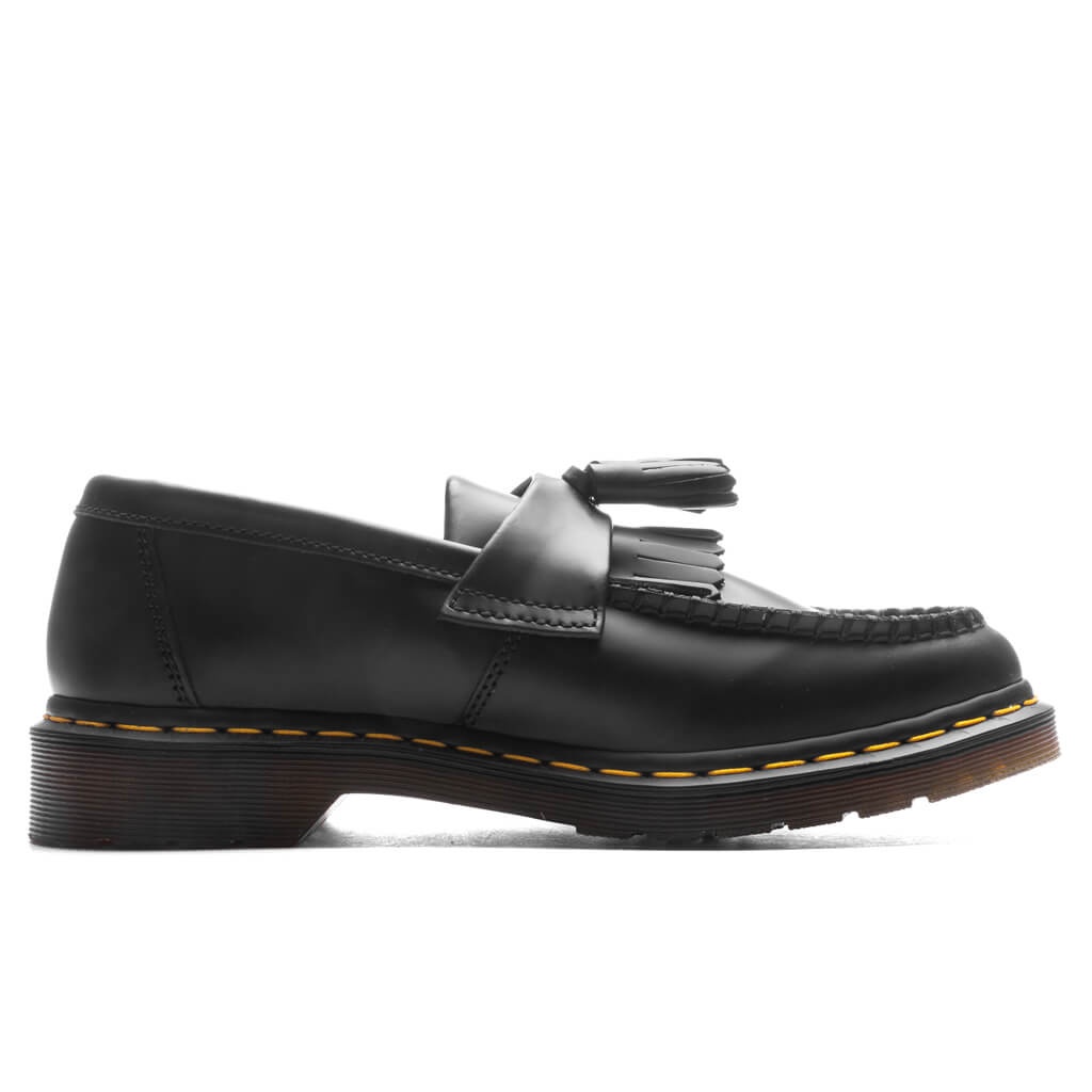 ADRIAN YELLOW STITCH LEATHER TASSEL LOAFERS - BLACK SMOOTH - 1