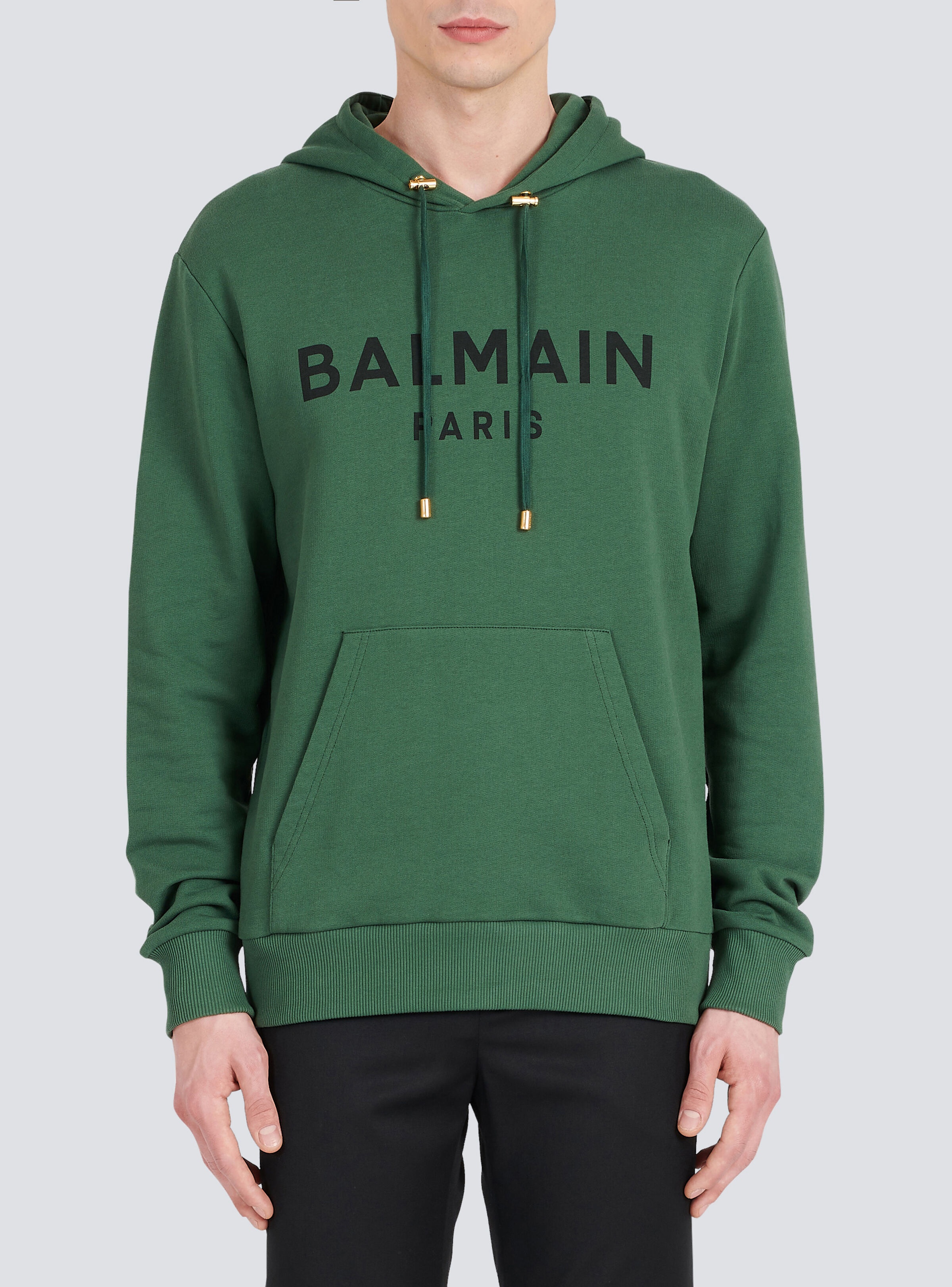 Hooded cotton sweatshirt with Balmain Paris logo print - 6