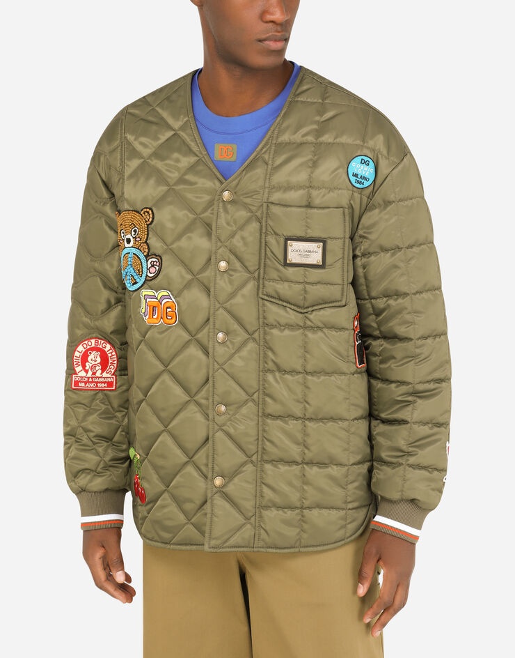 Quilted nylon jacket with multiple patches - 4