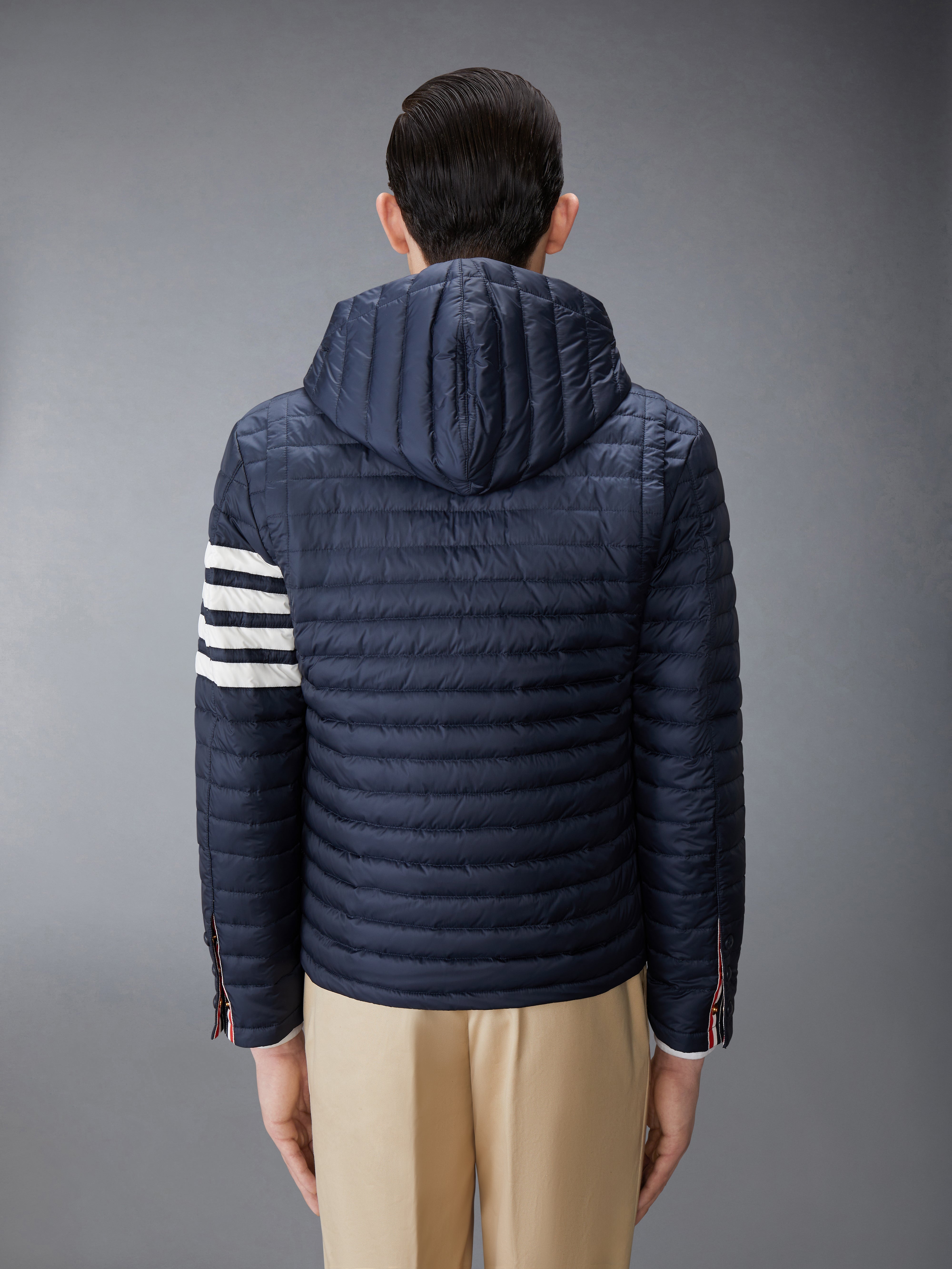 MATTE FINISH NYLON DOWN FILL QUILTED 4-BAR HOOD JACKET - 3