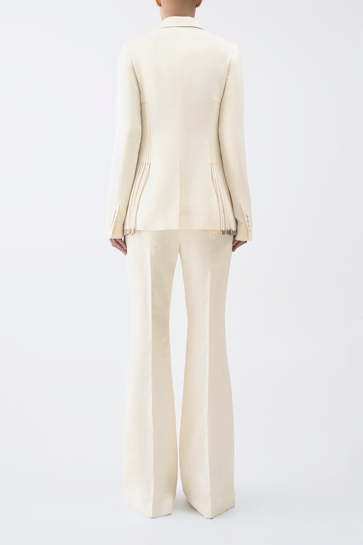 Giorgio Fringe Blazer in Ivory Textured Linen - 5