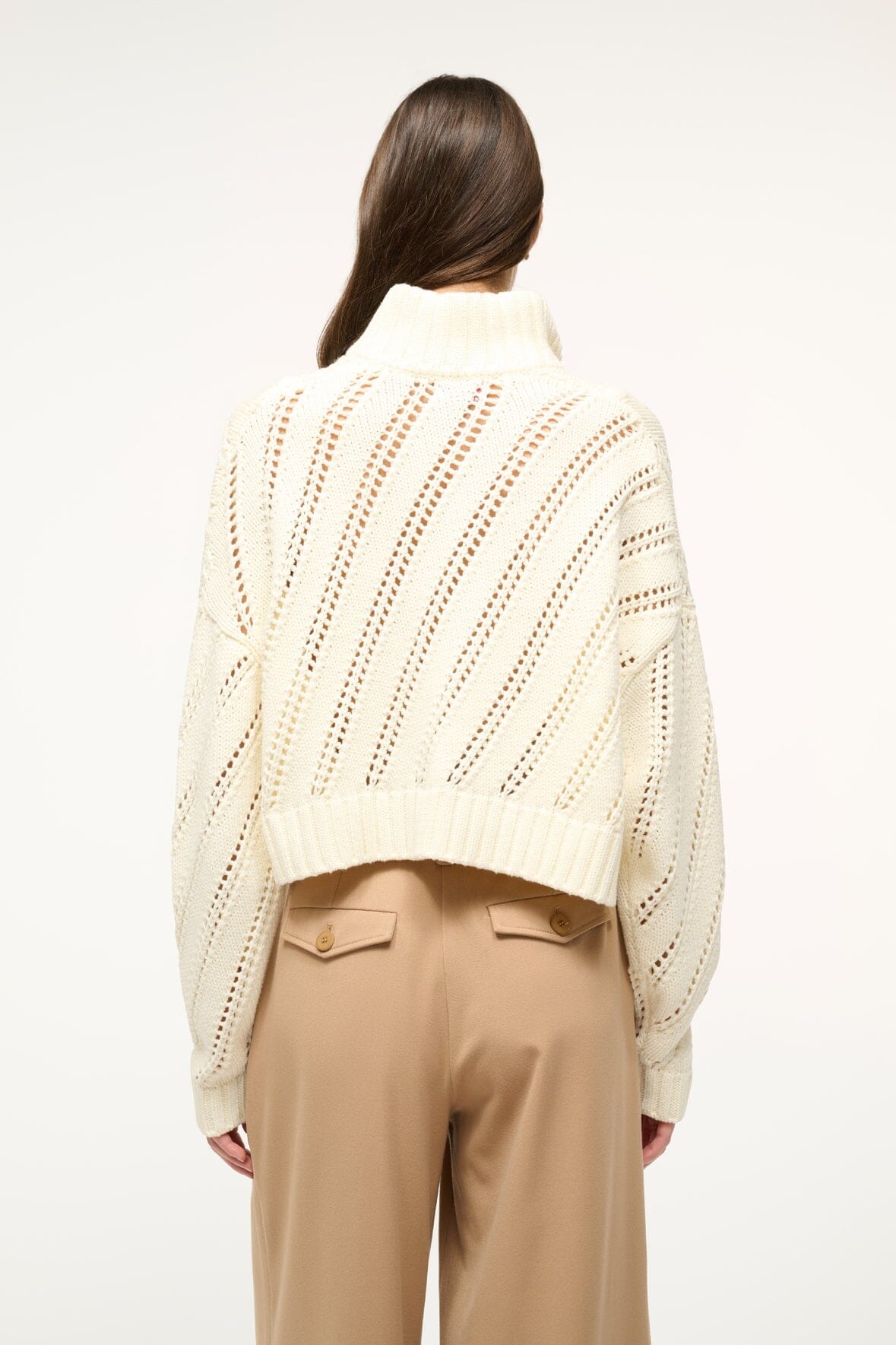 STAUD CROPPED HAMPTON SWEATER IVORY - 5