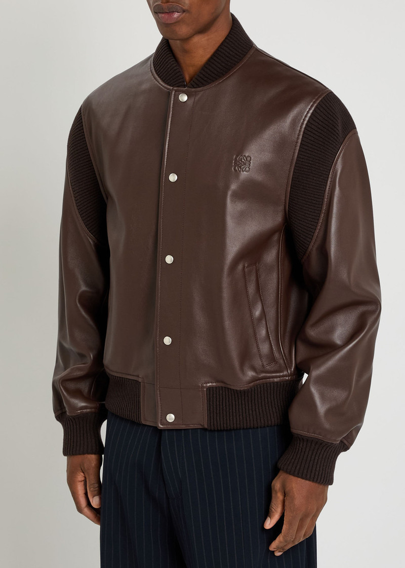 Loewe Loewe Rib-trimmed Leather Bomber Jacket outlook