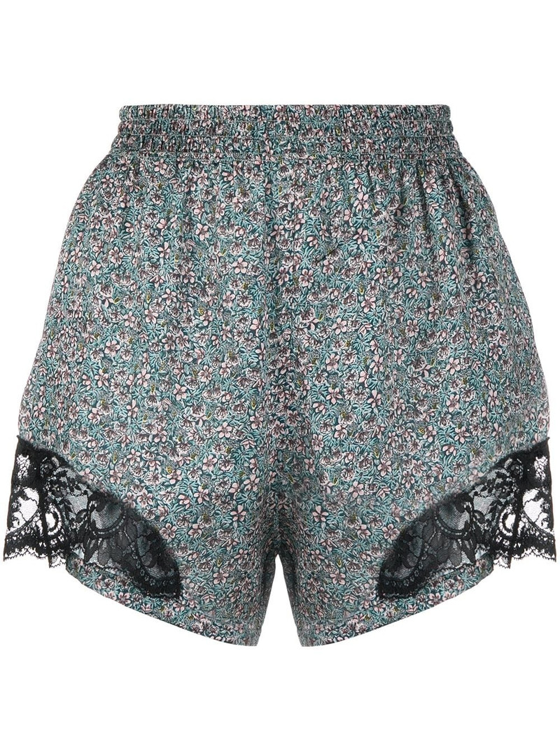 lace-panel floral-print shorts 1