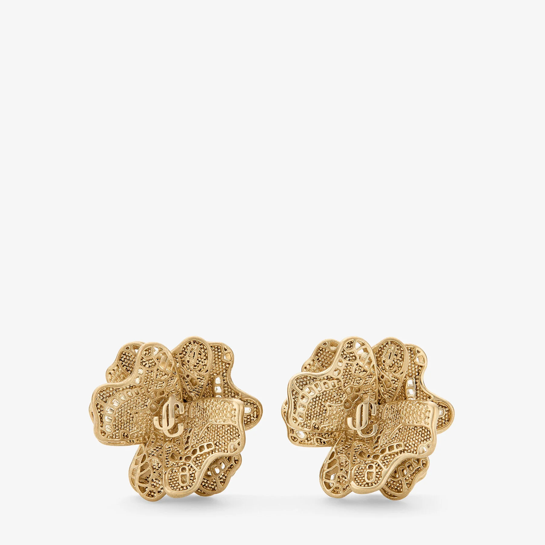 Lace Corsage Studs
Gold Finish Metal Corsage Earrings - 1
