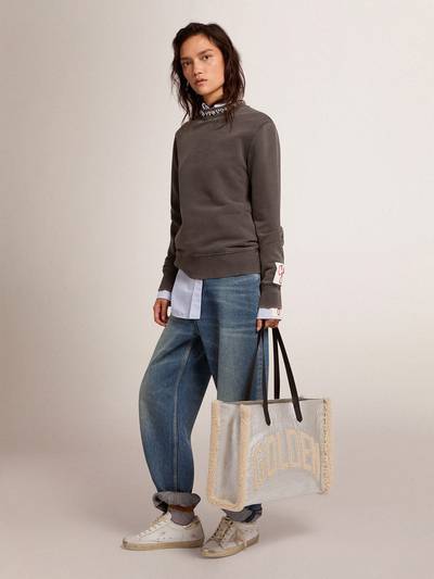 Golden Goose Golden Collection sweatshirt in anthracite gray with cabochon crystals outlook